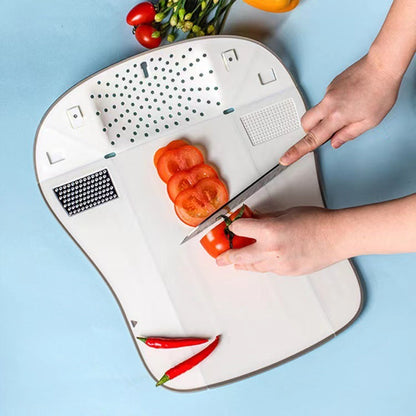 Vegetable Washing, Draining And Grinding Integrated Cutting Board