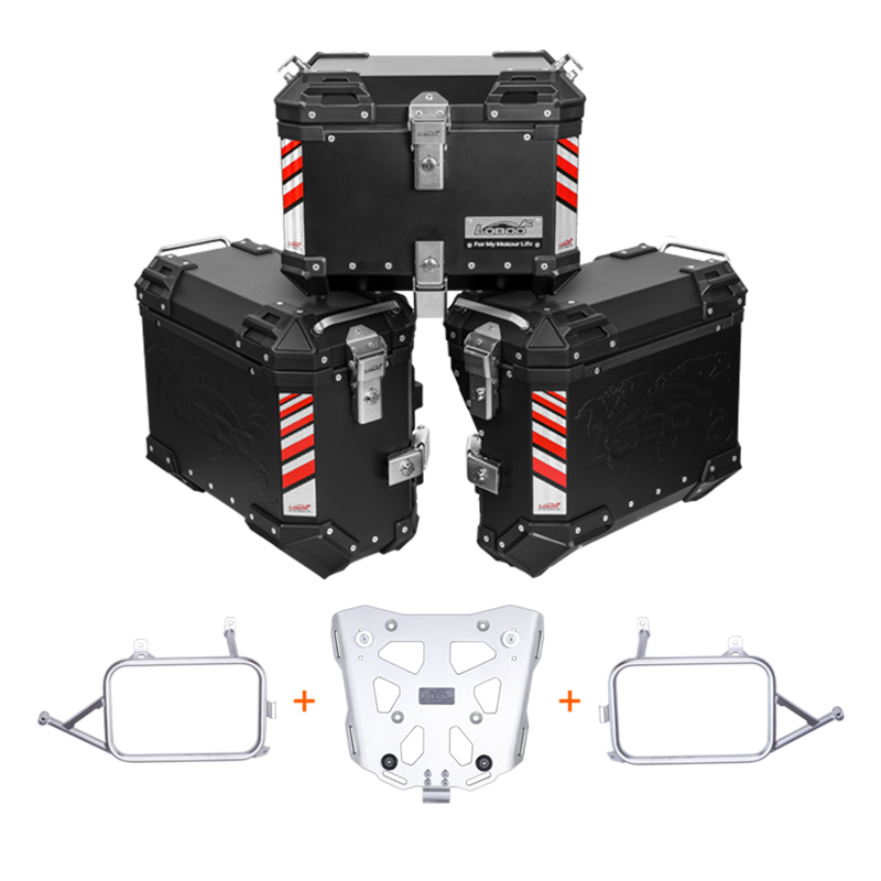 LOBOO Aluminum Side Panniers, Top Case & Mounting Rack System for CFMOTO 800MT (2021-)