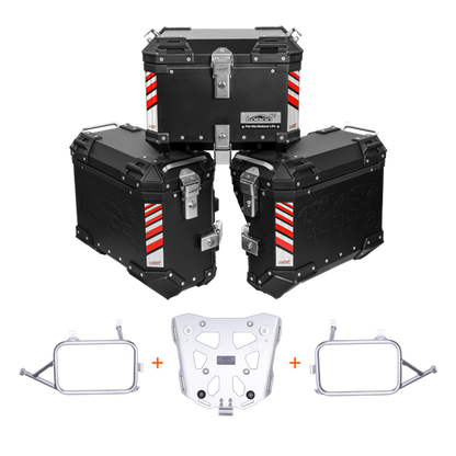 LOBOO Aluminum Side Panniers, Top Case & Mounting Rack System for CFMOTO 800MT (2021-)