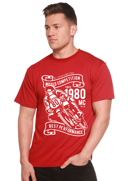 Camiseta gráfica de manga corta de viscosa de bambú y algodón orgánico para hombre World Competition