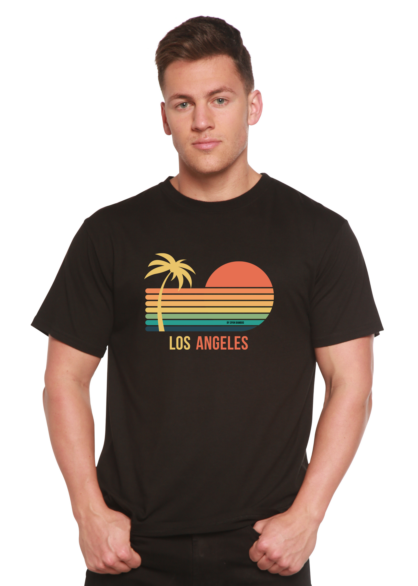 T-shirt graphique unisexe à manches courtes en viscose de bambou/coton biologique de Los Angeles