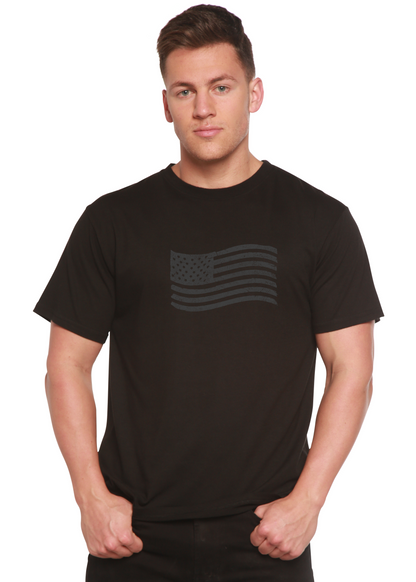 T-shirt à manches courtes en bambou pour homme avec drapeau américain