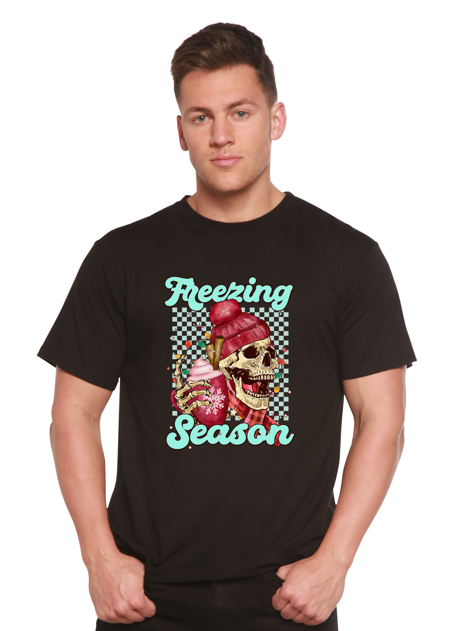 T-shirt graphique unisexe à manches courtes en bambou-viscose/coton biologique Freezing Season