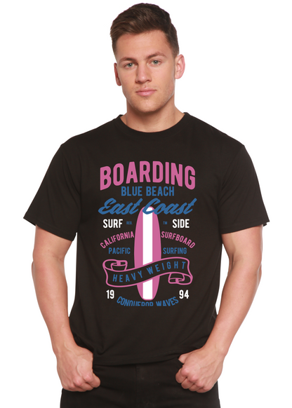 T-shirt graphique à manches courtes en viscose de bambou/coton bio pour homme Boarding Blue Beach