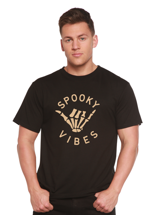 Camiseta gráfica de manga corta para hombre con vibra espeluznante de bambú viscosa/algodón orgánico