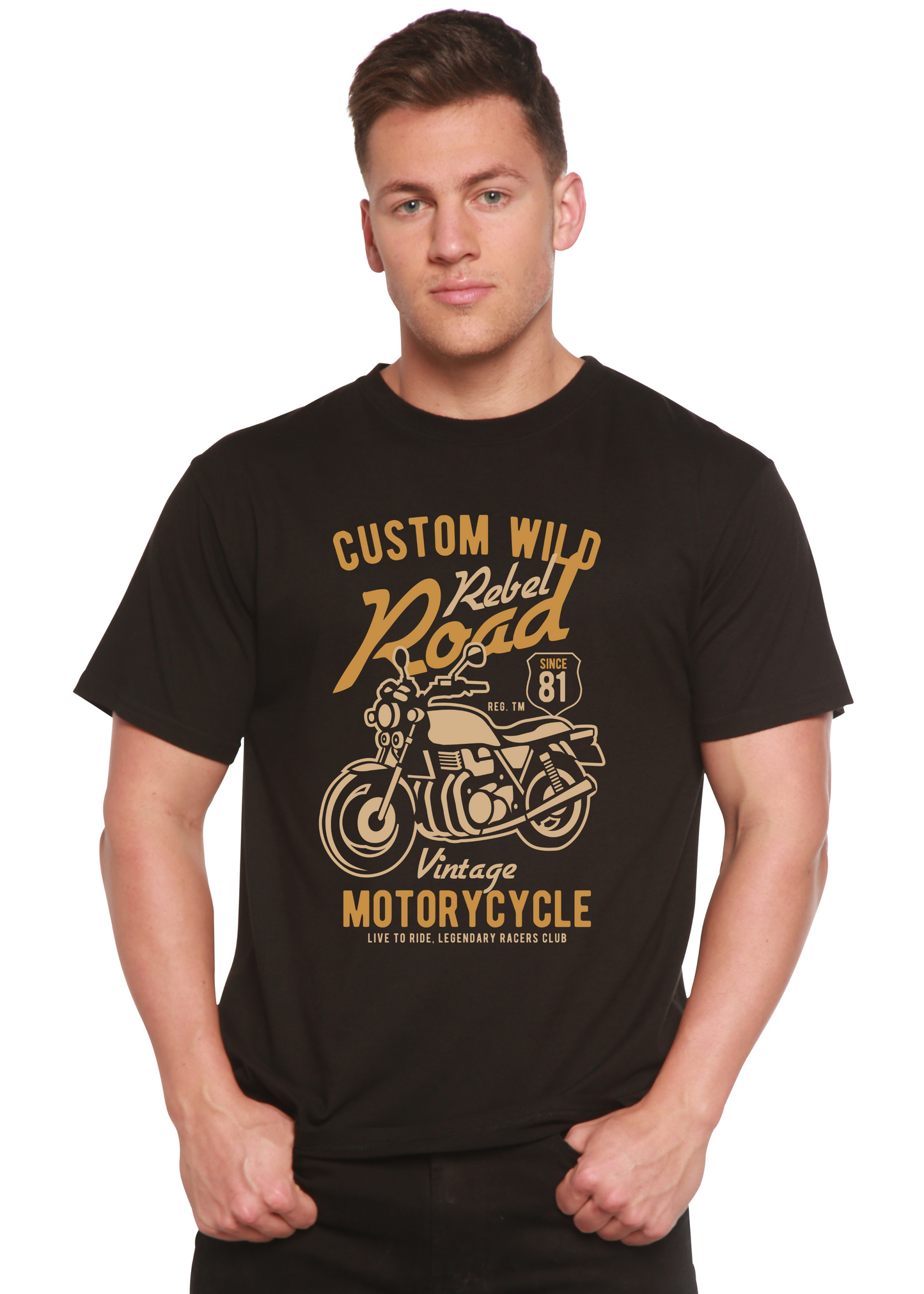 T-shirt graphique à manches courtes Custom Wild pour homme en bambou, viscose et coton biologique