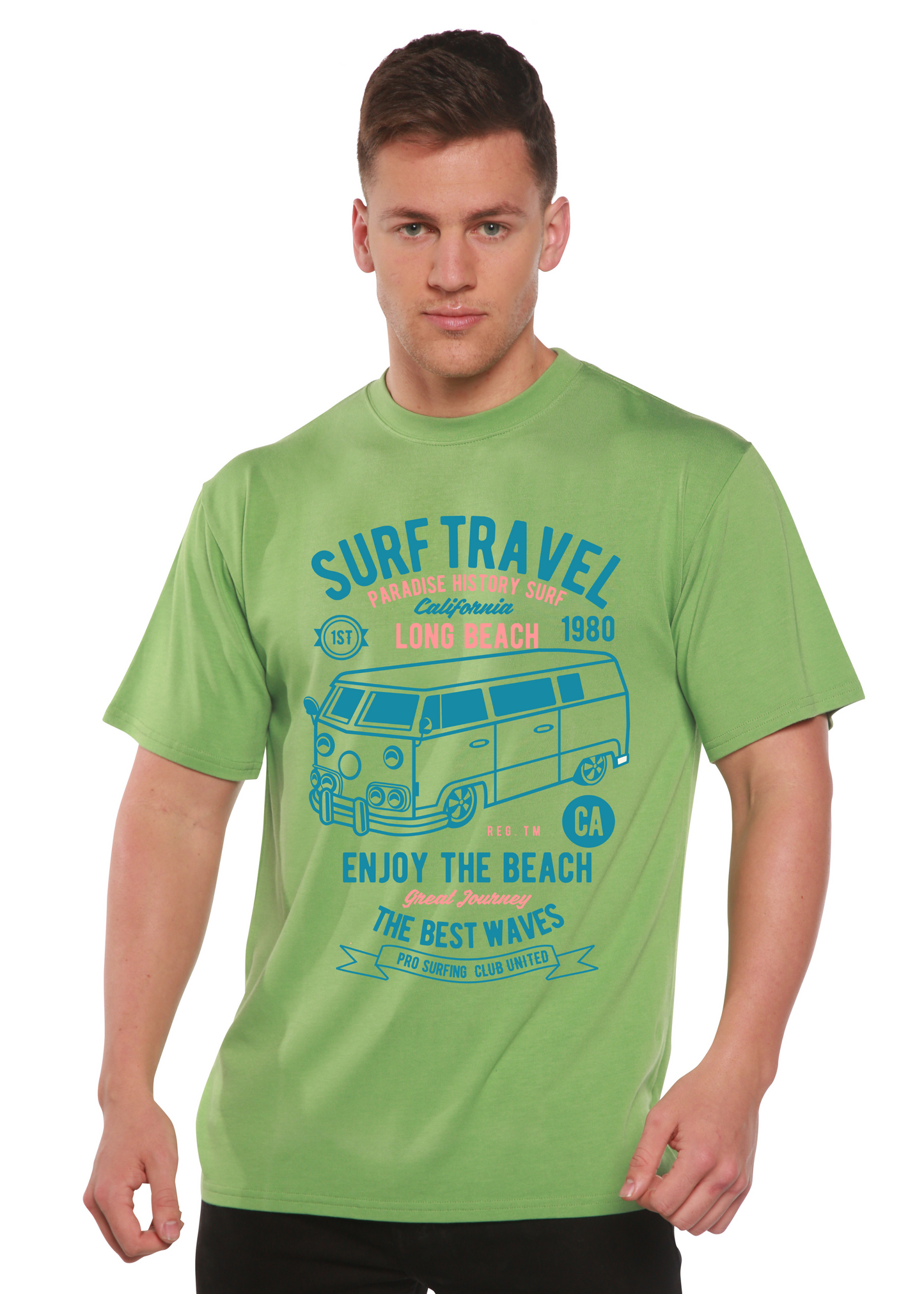 T-shirt graphique à manches courtes en bambou viscose/coton bio Surf Travel Spun Bamboo® pour homme