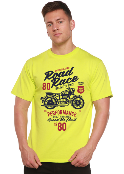 Camiseta gráfica de manga corta Spun Bamboo® de viscosa de bambú/algodón orgánico para hombre con motos de carrera
