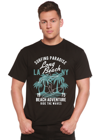T-shirt graphique à manches courtes en viscose de bambou et coton biologique pour homme Beach Adventure