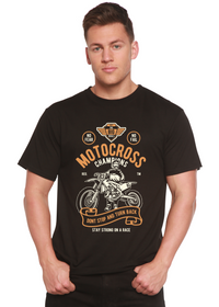 T-shirt graphique à manches courtes en viscose de bambou/coton biologique pour hommes Motocross Champions