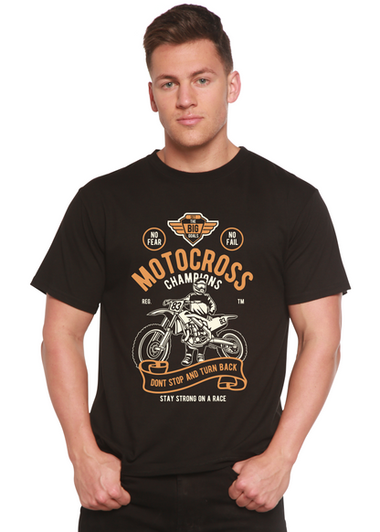 T-shirt graphique à manches courtes en viscose de bambou/coton biologique pour hommes Motocross Champions