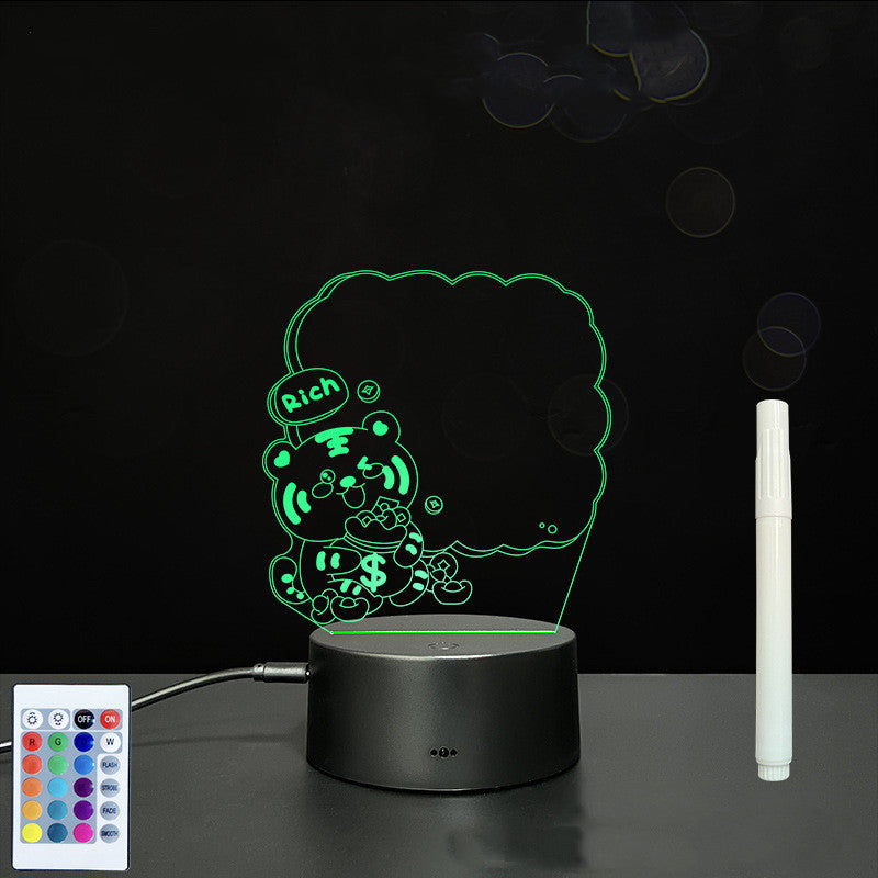 Tableau de messages manuscrits en acrylique 3D avec lumière LED