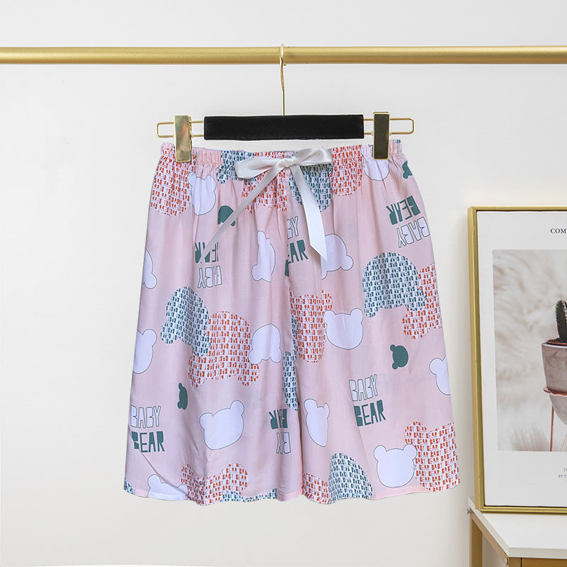 Pantalon de pyjama en soie de coton pour femme, short d'été fin et décontracté