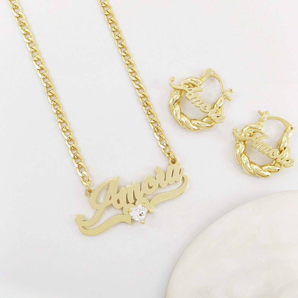 Personalized Name Necklace & Birthstone Set