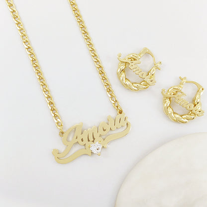 Personalized Name Necklace & Birthstone Set