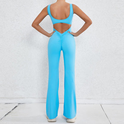 Hollow-out Beauty Back Sports Workout Clothes Jumpsuit
