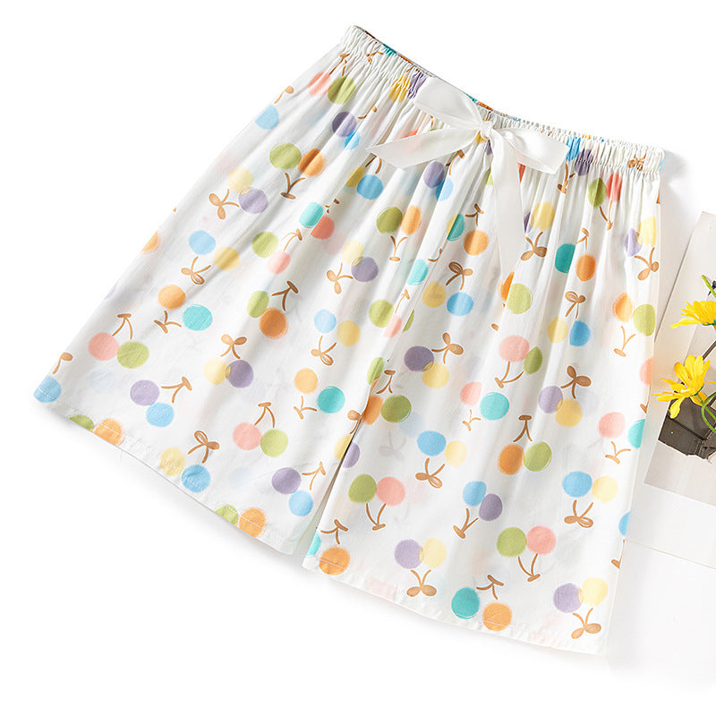 Pantalon de pyjama en soie de coton pour femme, short d'été fin et décontracté
