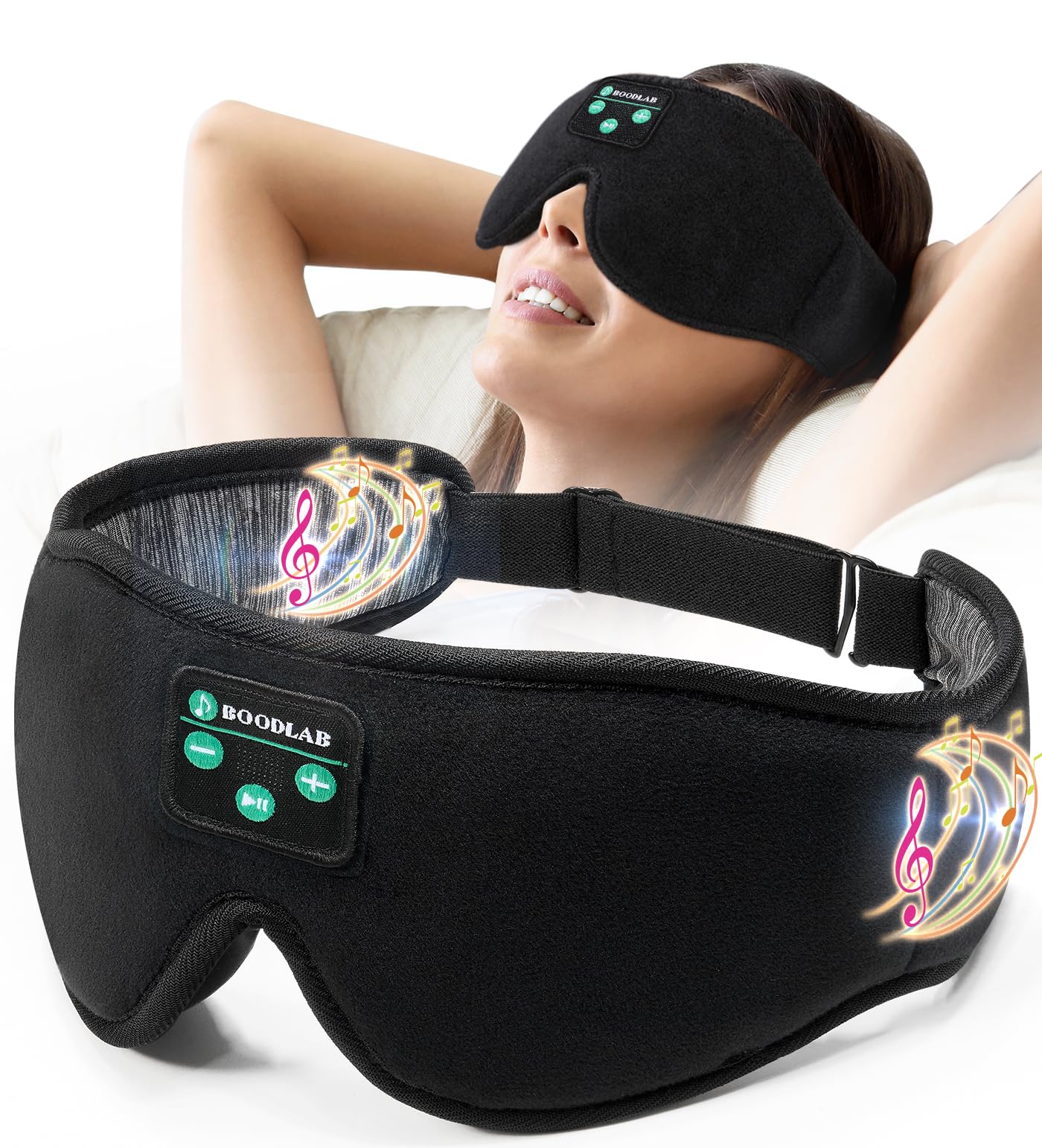 Bluetooth Sleep Mask with Headphones – Wireless Music Eye Mask for Sleep, Travel & Meditation