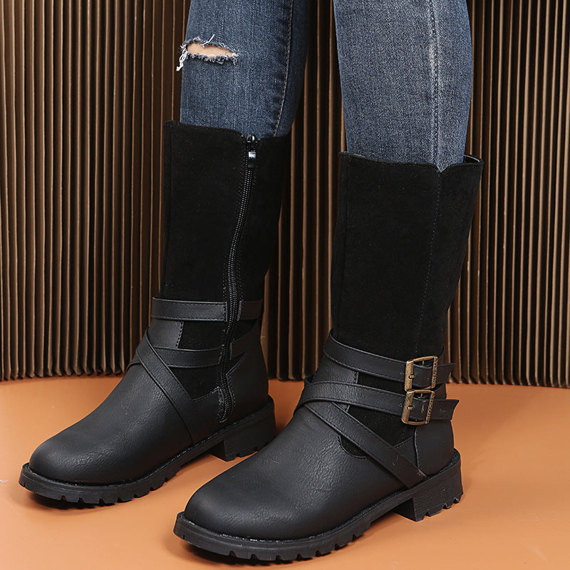 Chaussures à talon carré grande taille pour femmes – Ceinture décontractée à petit talon