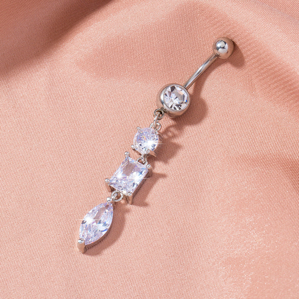 Bijoux de corps de piercing pour femme en zircon brillant, long, pour nombril