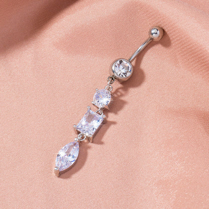 Bijoux de corps de piercing pour femme en zircon brillant, long, pour nombril