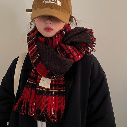 Écharpe à carreaux d'hiver pour femme