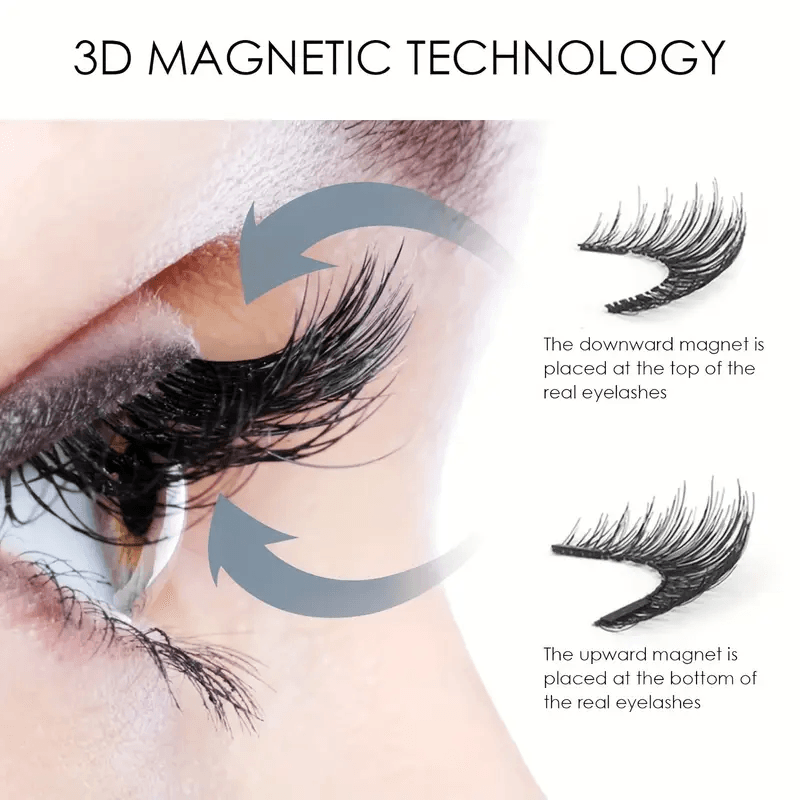 Magnetic 8Pcs Reusable Eyelashes with Applicator – No Glue, 5 Magnet Natural Look Lashes