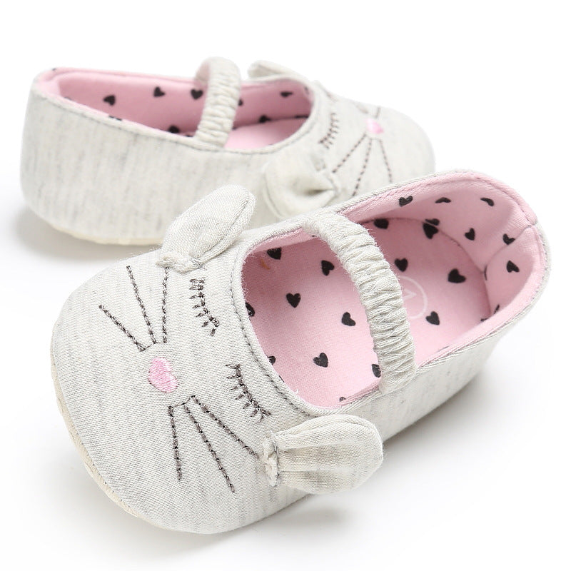 Chaussures de marche à semelles souples pour bébé fille Trésor Lapin Mignon en coton