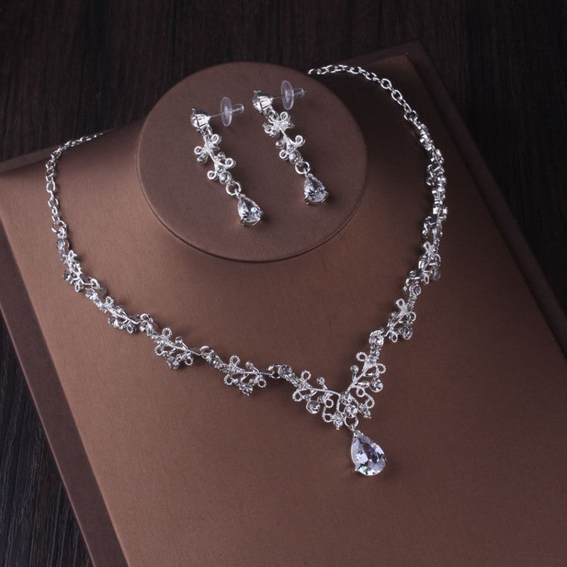 Silver Crystal Drop Bridal Jewelry