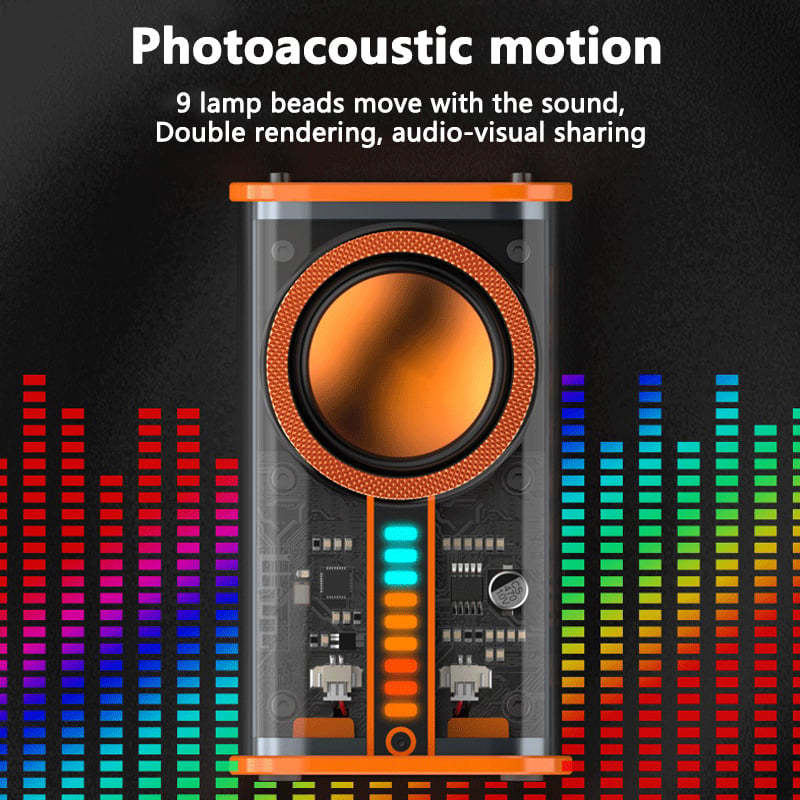 K07 Enceinte Bluetooth sans fil transparente Mecha, lumière sonore, rythme, subwoofer TWS Stéréo, centre de musique Cyberpunk, appel mains libres
