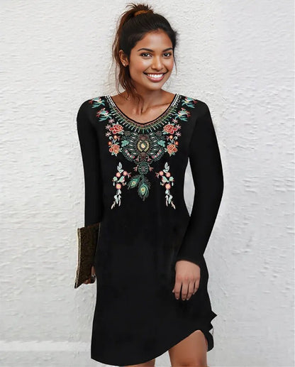 New Sexy Autumn fall Winter exotic  floral design Dress for Women 7 different colors