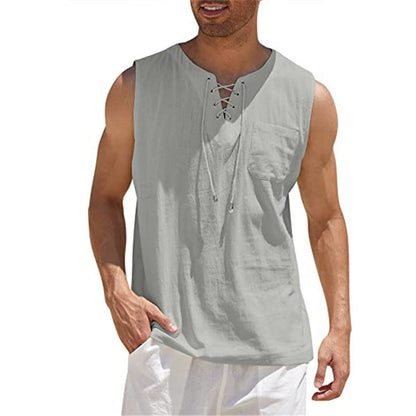 Men’s Summer Tank Vest – Shirt Collar Tie Short Sleeve T-Shirt | Multiple Colors