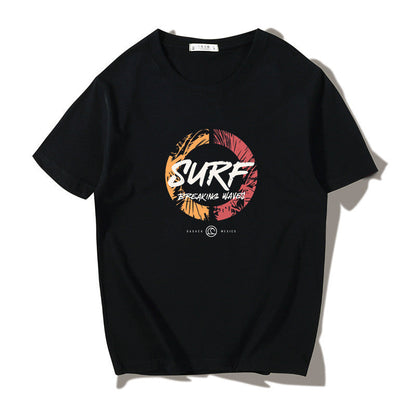 Japanese Harbor Style Men's Cotton T-Shirt – Loose Print Crew Neck | S–5XL