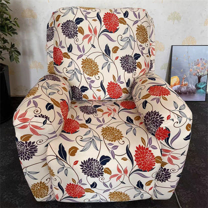 Housse de fauteuil inclinable tout compris en tissu imprimé extensible, 1 place
