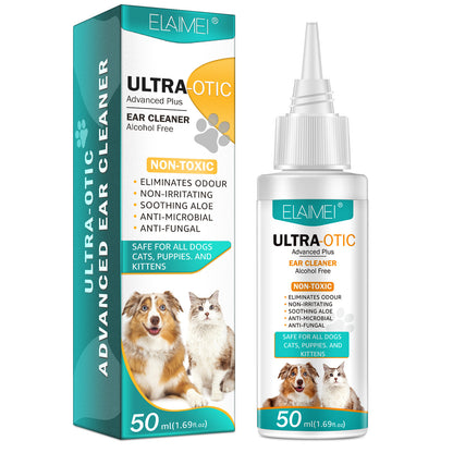 Nettoyant auriculaire pour animaux de compagnie – Solution de nettoyage douce pour chiens et chats | Élimine le cérumen, les acariens et prévient les infections