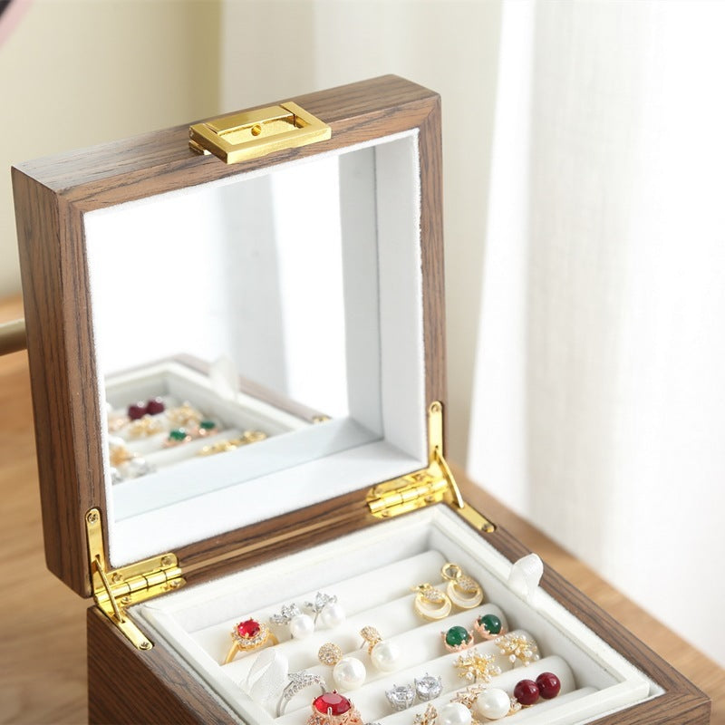 Boîte à bijoux classique en bois de rangement cosmétique