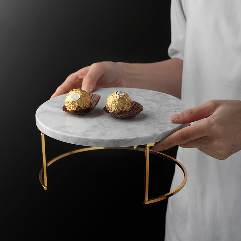 Soporte de exhibición de mesa de postres de mármol natural