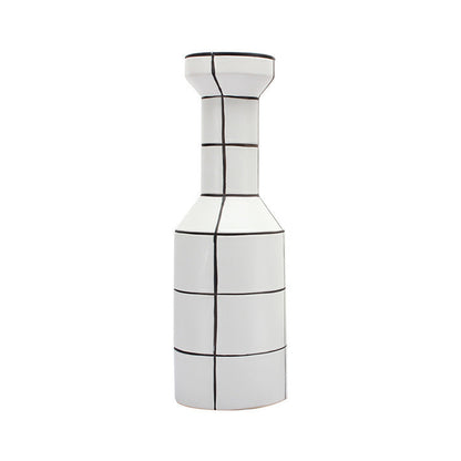 Modern Simple Nordic Creative Home White Ceramic Vase Fashion Stripe Handicraft Ornament Home Decoration