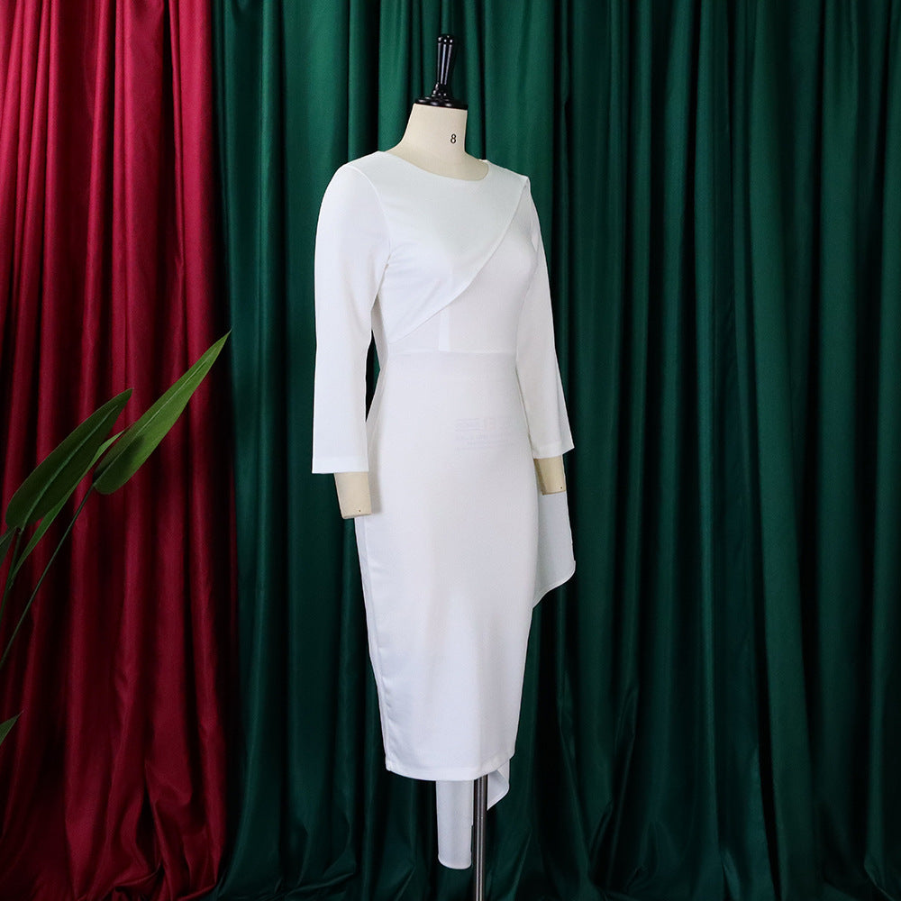 Nouvelle robe de style européen et américain, pure couleur, colis hanche, grande taille africaine