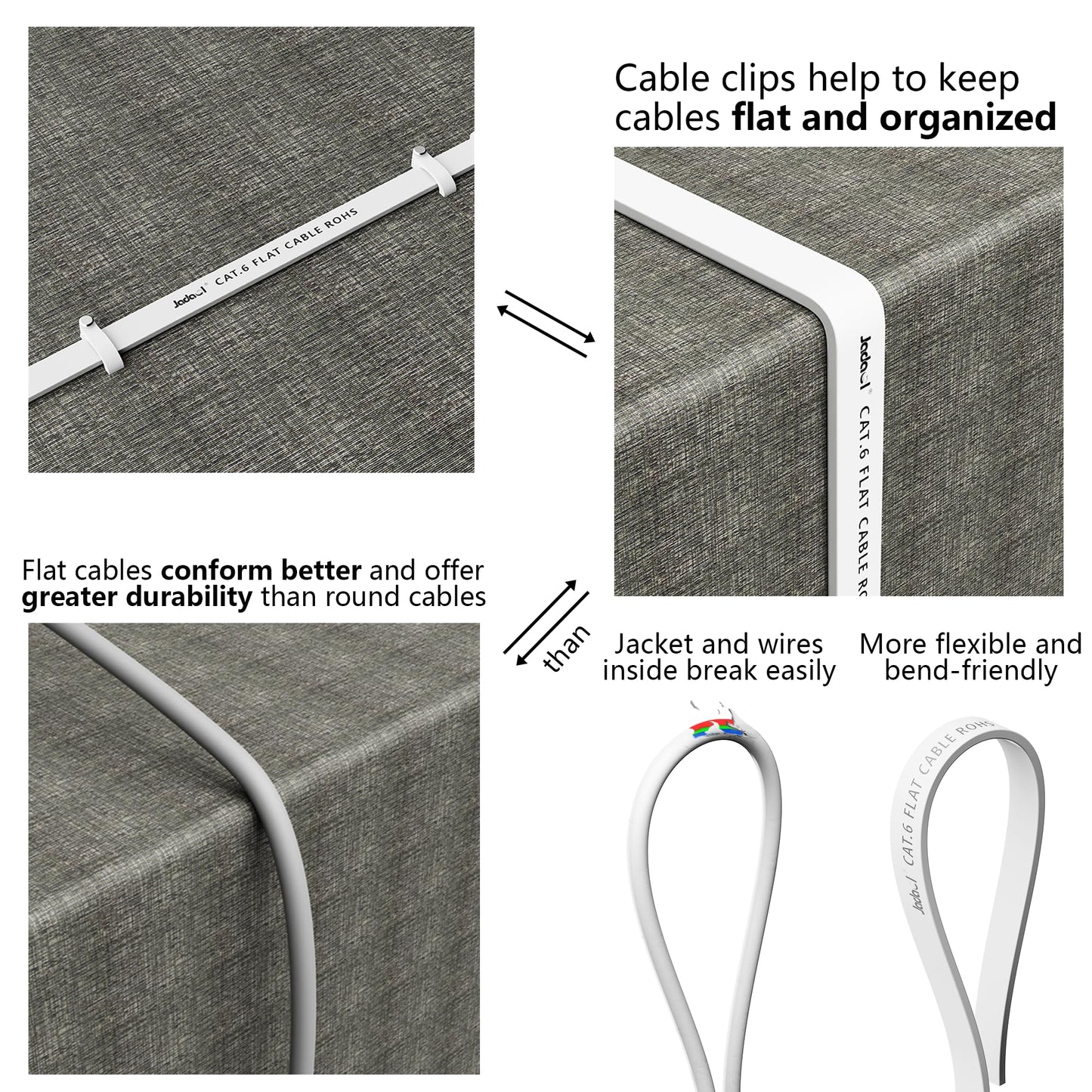 6 Ethernet Cable 50 Ft, 10Gbps Support Cat8 Cat7 Network, Flat Rj45 Lan Patch Ca