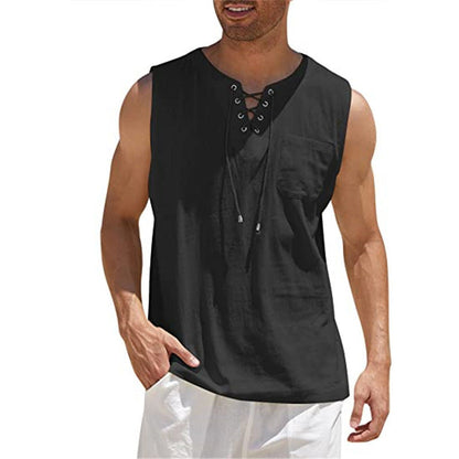 Men’s Summer Tank Vest – Shirt Collar Tie Short Sleeve T-Shirt | Multiple Colors