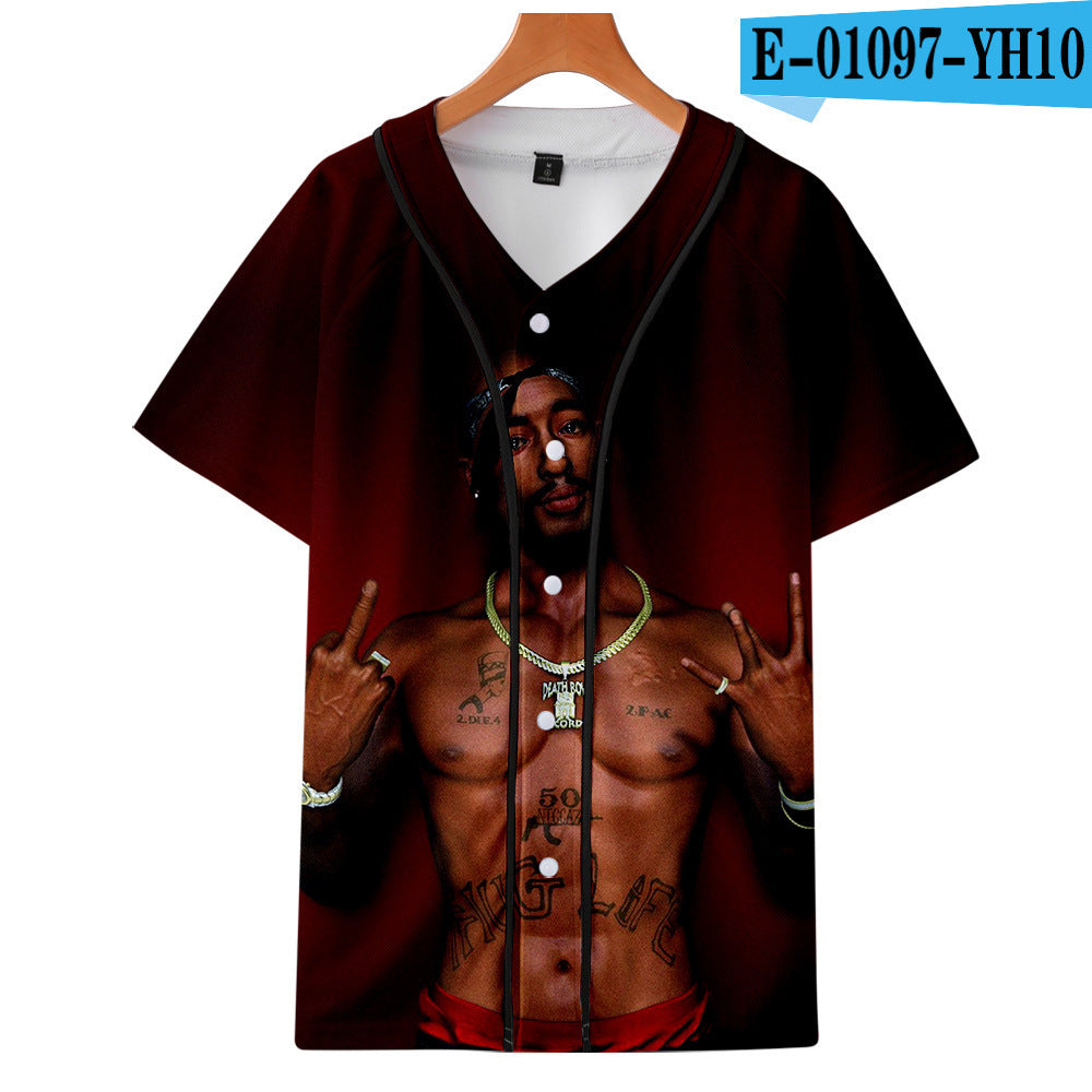 Uniforme de baseball fin imprimé en 3D couleur de Tupac Shakur