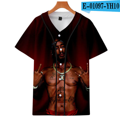Uniforme de baseball fin imprimé en 3D couleur de Tupac Shakur
