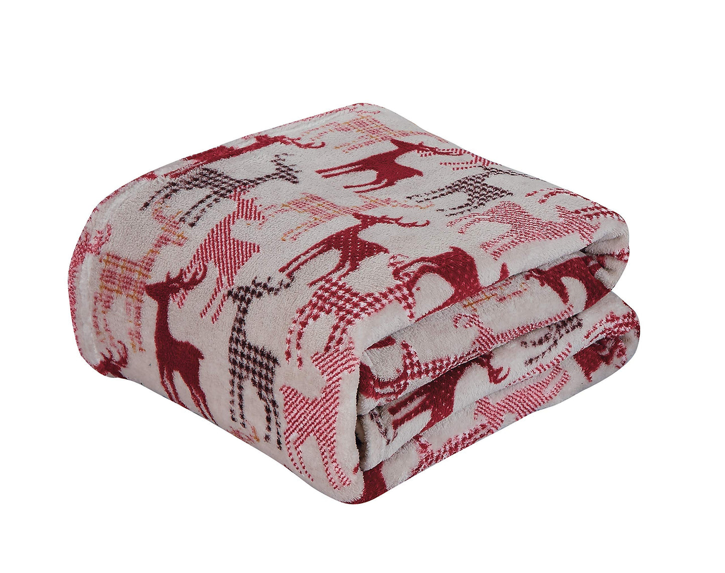 Decor&More Festive Holiday Microplush Throw Blanket (50" x 60") - Reindeer Silhouette