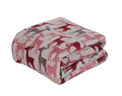 Decor&More Festive Holiday Microplush Throw Blanket (50" x 60") - Reindeer Silhouette