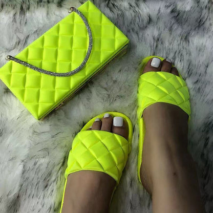 One Word Outer Wear Plaid Sandals And Slippers Plaid Shoe Bag