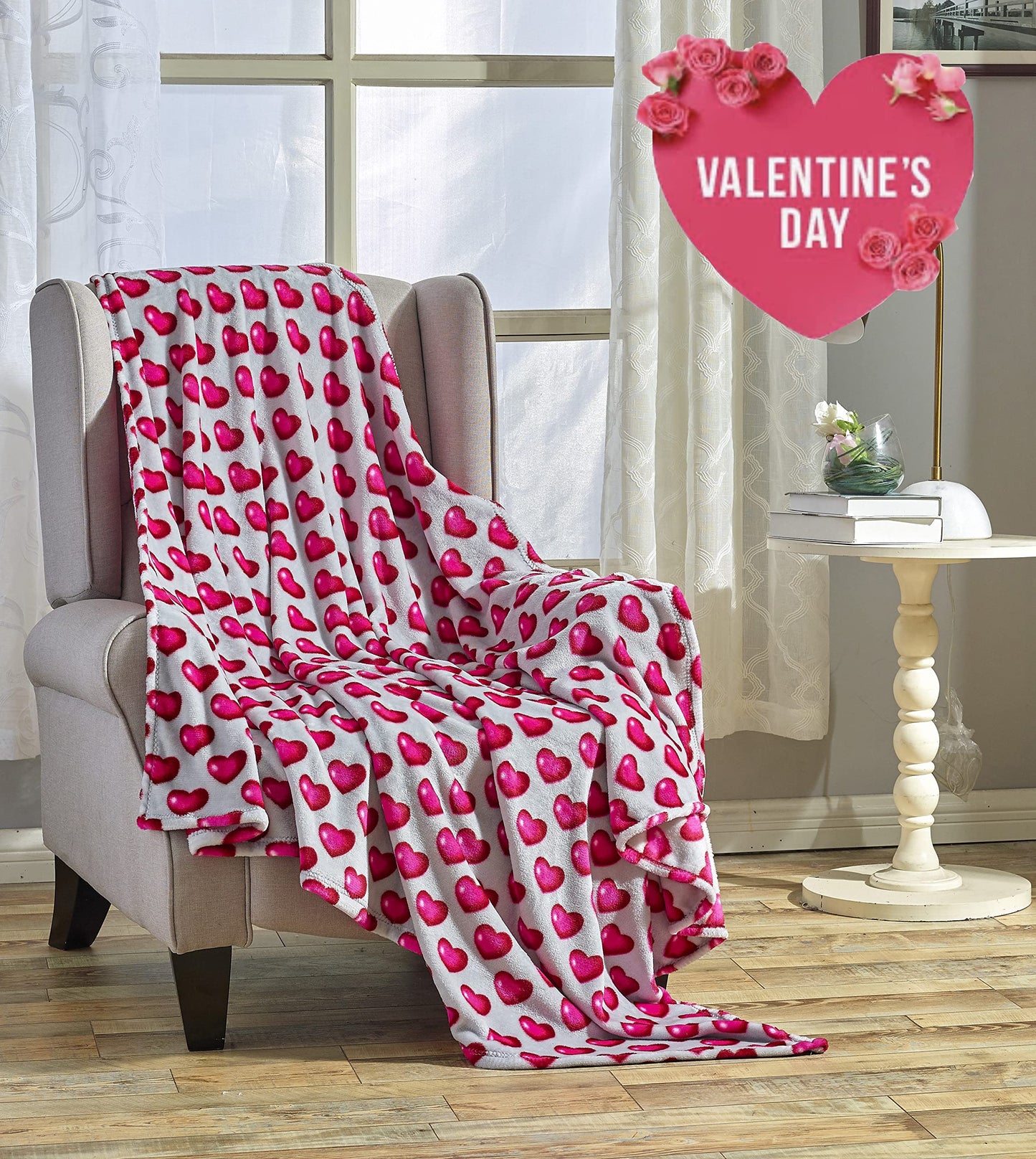 FAITH, HOPE, LOVE HOME DÉCOR Heart Throw Blanket – Ultra Soft Microplush 50"x60" | Cozy Love Theme Gift for Couch, Bed, Travel | Washable