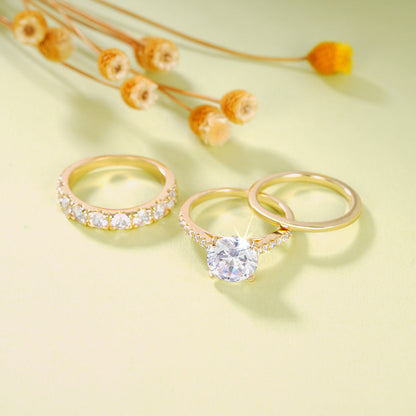 Elegant Three-piece Set Inlaid Zircon Elegant Diamond Ring