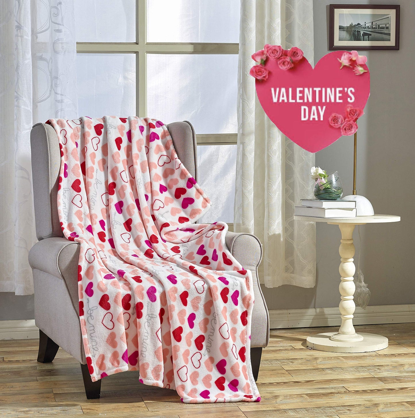 FAITH, HOPE, LOVE HOME DÉCOR Heart Throw Blanket – Ultra Soft Microplush 50"x60" | Cozy Love Theme Gift for Couch, Bed, Travel | Washable