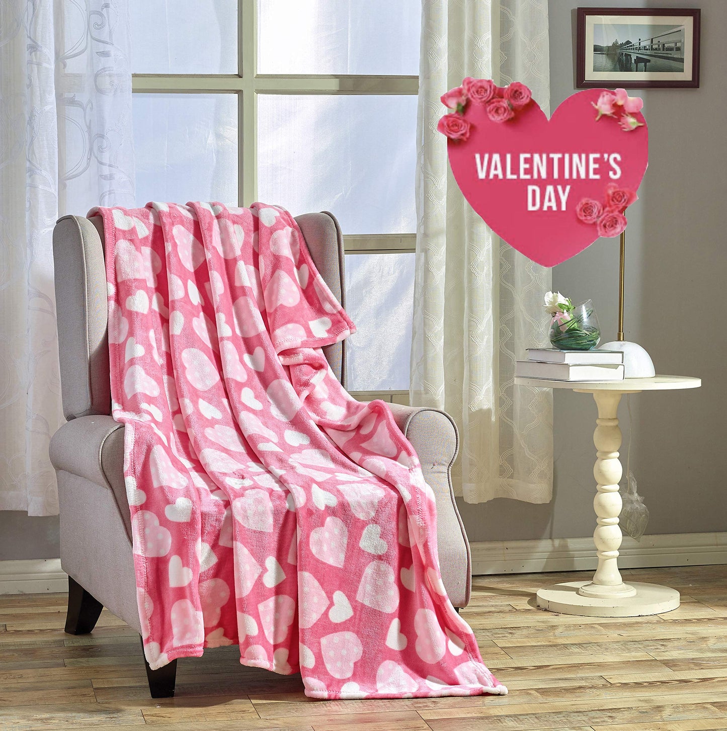 FAITH, HOPE, LOVE HOME DÉCOR Heart Throw Blanket – Ultra Soft Microplush 50"x60" | Cozy Love Theme Gift for Couch, Bed, Travel | Washable